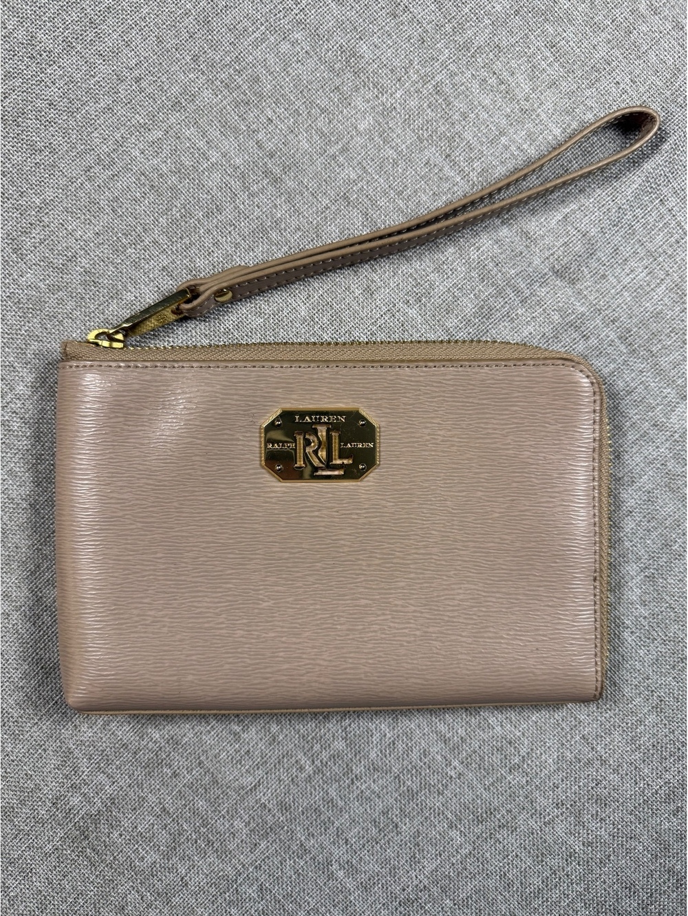 Ralph Lauren Beige Leather Wristlet Wallet